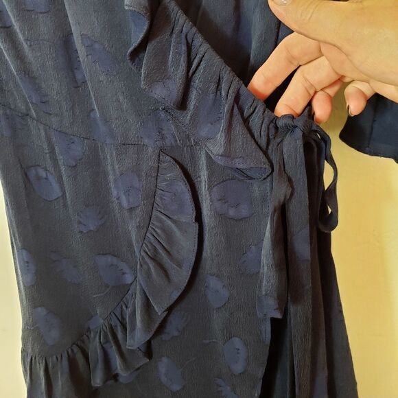 Line & Dot Ruffle Wrap Fully Lined Mini Dress - Picture 6 of 9